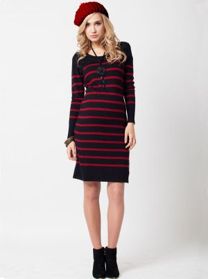 Angel Maternity Maternity Knit Dress in Merino Wool - Flame Stripe.jpg